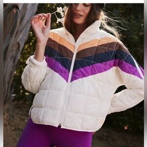 Free People x Hatch Chevron Puffer Jacket Colorblock Quilted Maternity NWT